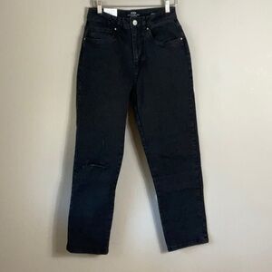 Cotton On stretch straight leg black distressed jeans